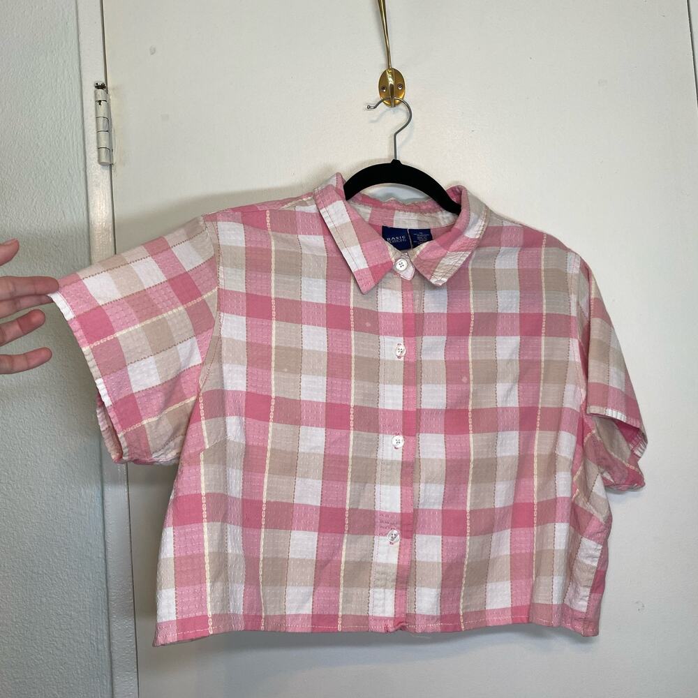 Basic Editions 90s Cropped Button Up Cottage Cabi… - image 2